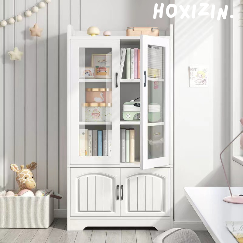 ตู้เก็บของอเนกประสงค์ ตู้กระจกสไตล์ยุโรป Cupboard ชั้นวางหนังสือ วางโมเดล ไม้คุณภาพ แข็งแรง