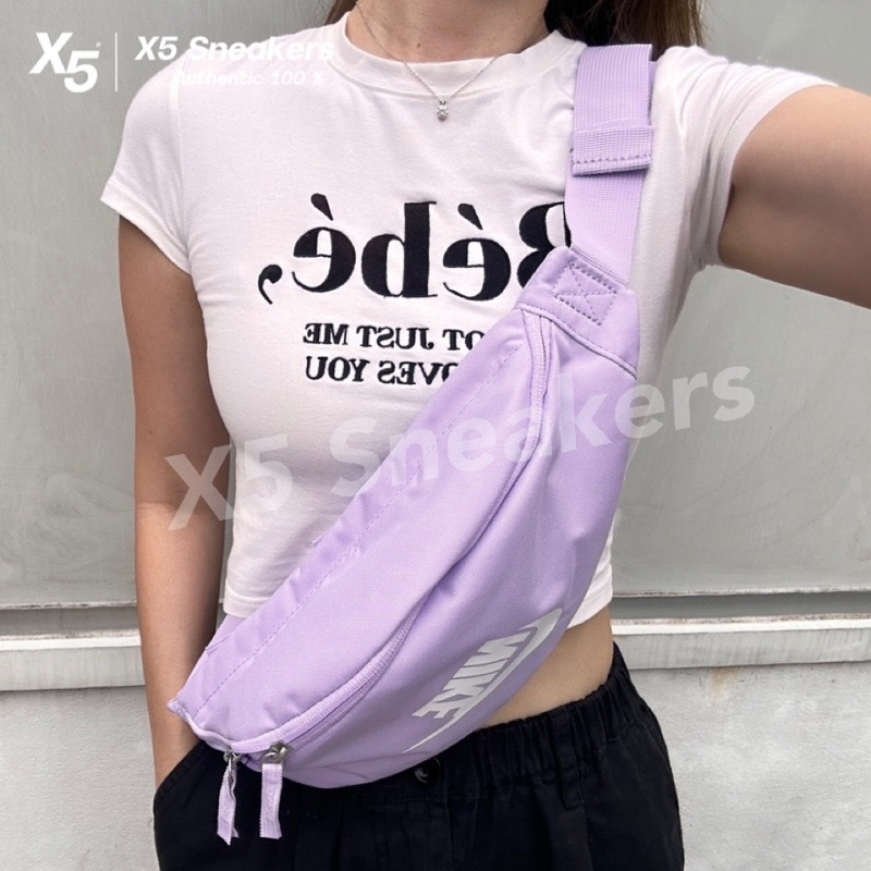 Nike ของแท้ 100% กระเป๋าคาดอกสีม่วงพาสเทล