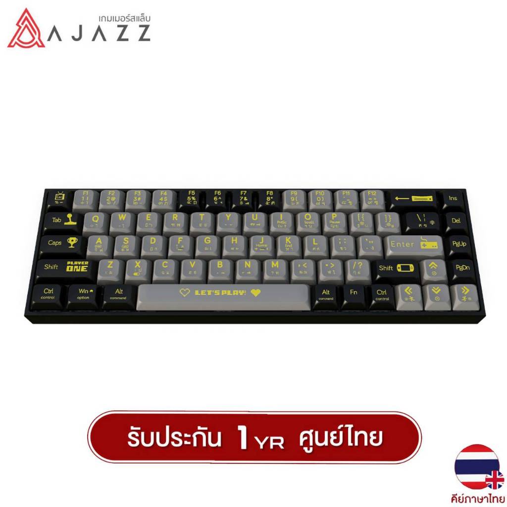 Ajazz Ak680 California Red SW มีสาย,คีย์บอร์ดเล่นเกมไร้สาย 2.4G 68 คีย์ มีไฟแบ็คไลท์ ชาร์จ USB