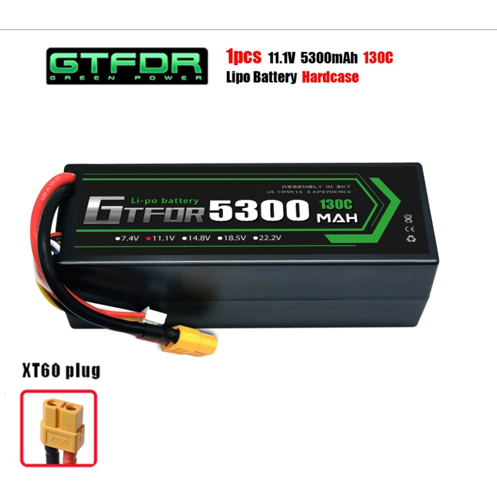 GTFDR Graphene Lipo แบตเตอรี่ 3S   11.1V   5300MAh  สำหรับ RC รถ FPV Drone เฮลิคอปเตอร์เครื่