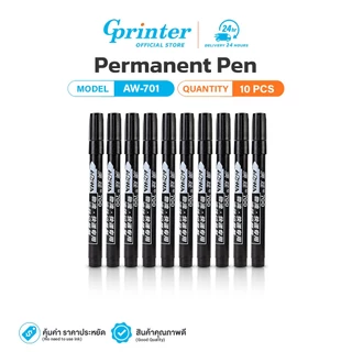 Gprinter ปากกามาร์กเกอร์ 10แท่ง กันน้ำ หัวปากกาไฟเบอร์ เติมหมึกได้ ปากกาเคมี เมจิก รุ่น AW-701