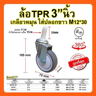 ล้อรถเข็นทำความสะอาด​ ล้อยาง tpr รถเข็นตะกร้า​ 3นิ้ว 4นิ้ว