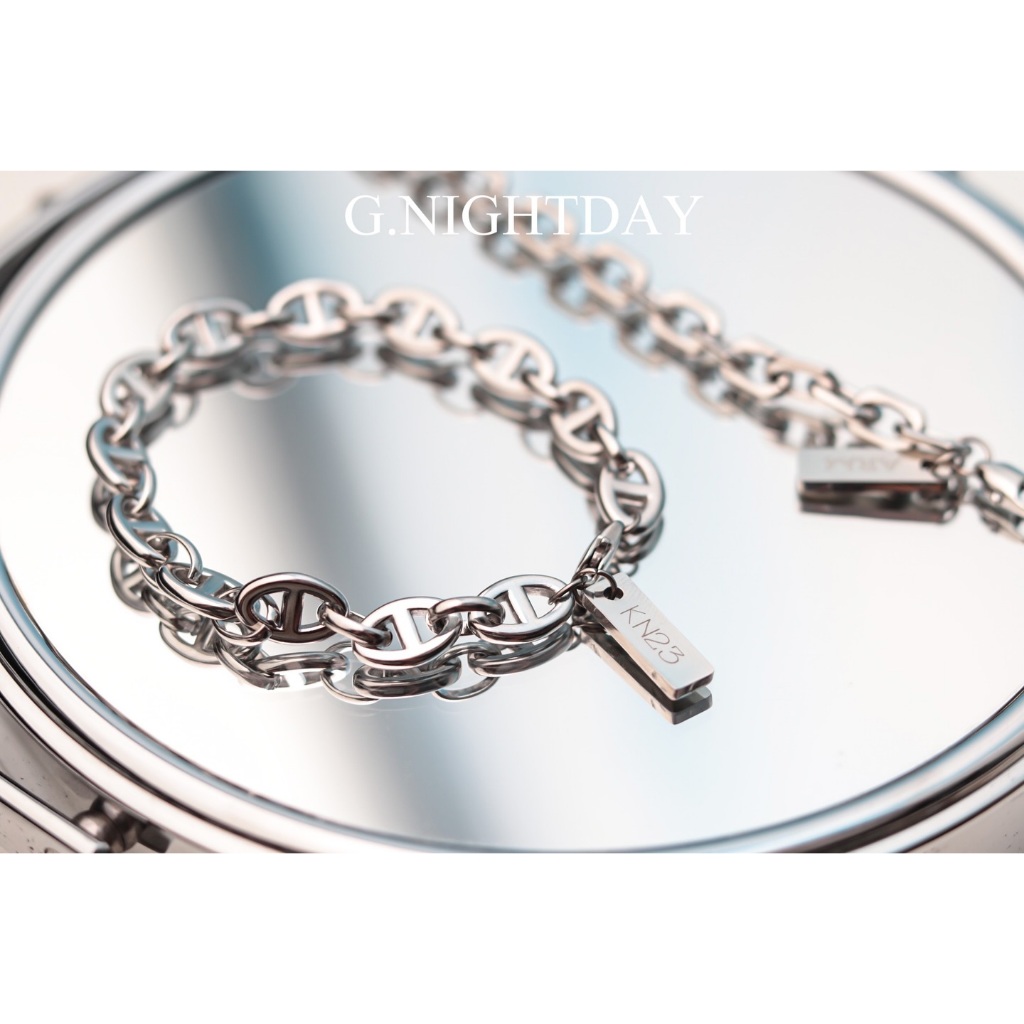 G.NIGHTDAY - Classic chain (ลด30%เก็บคูปองหน้าแอป) สร้อยข้อมือโซ่ สลักชื่อฟรี mix ได้ตามใจ