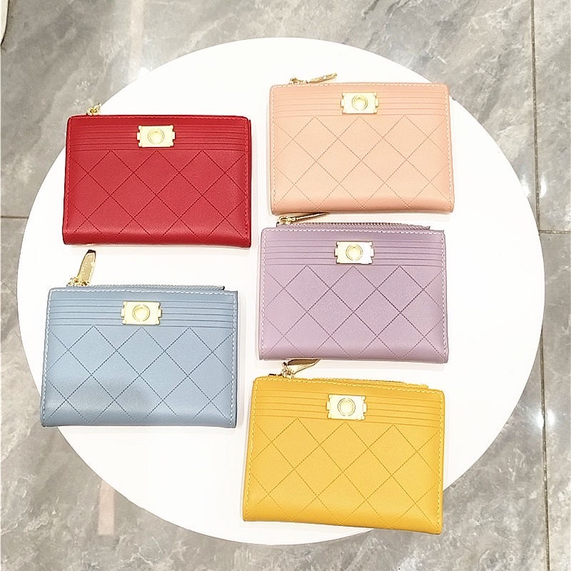 กระเป๋าสะตางค์ใบสั้น 2 ผับ จัดระเบียบบัตร ใส่เงิน โลโก้สีทอง GC-307
