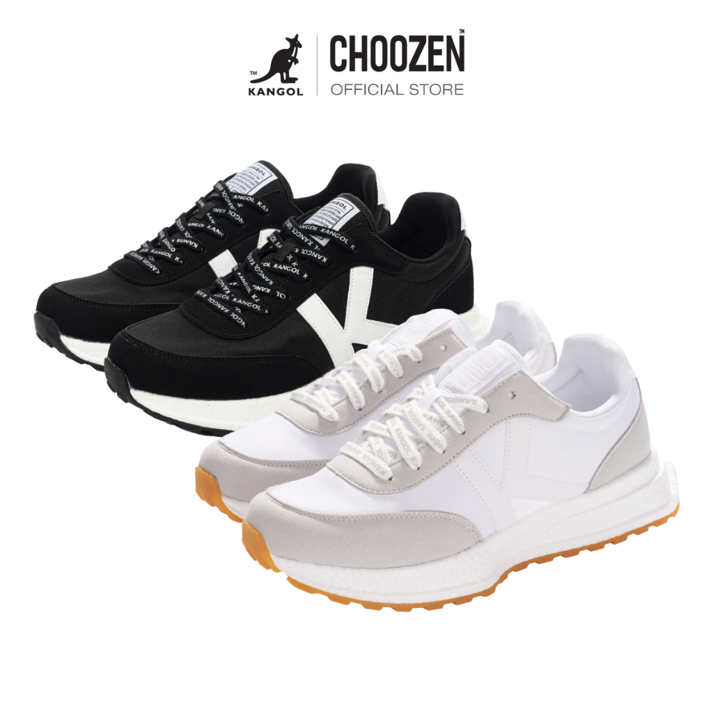KANGOL Sport Shoes unisex รองเท้ากีฬา รองเท้าผ้าใบ ผูกเชือก สีดำ, ขาว 62527654