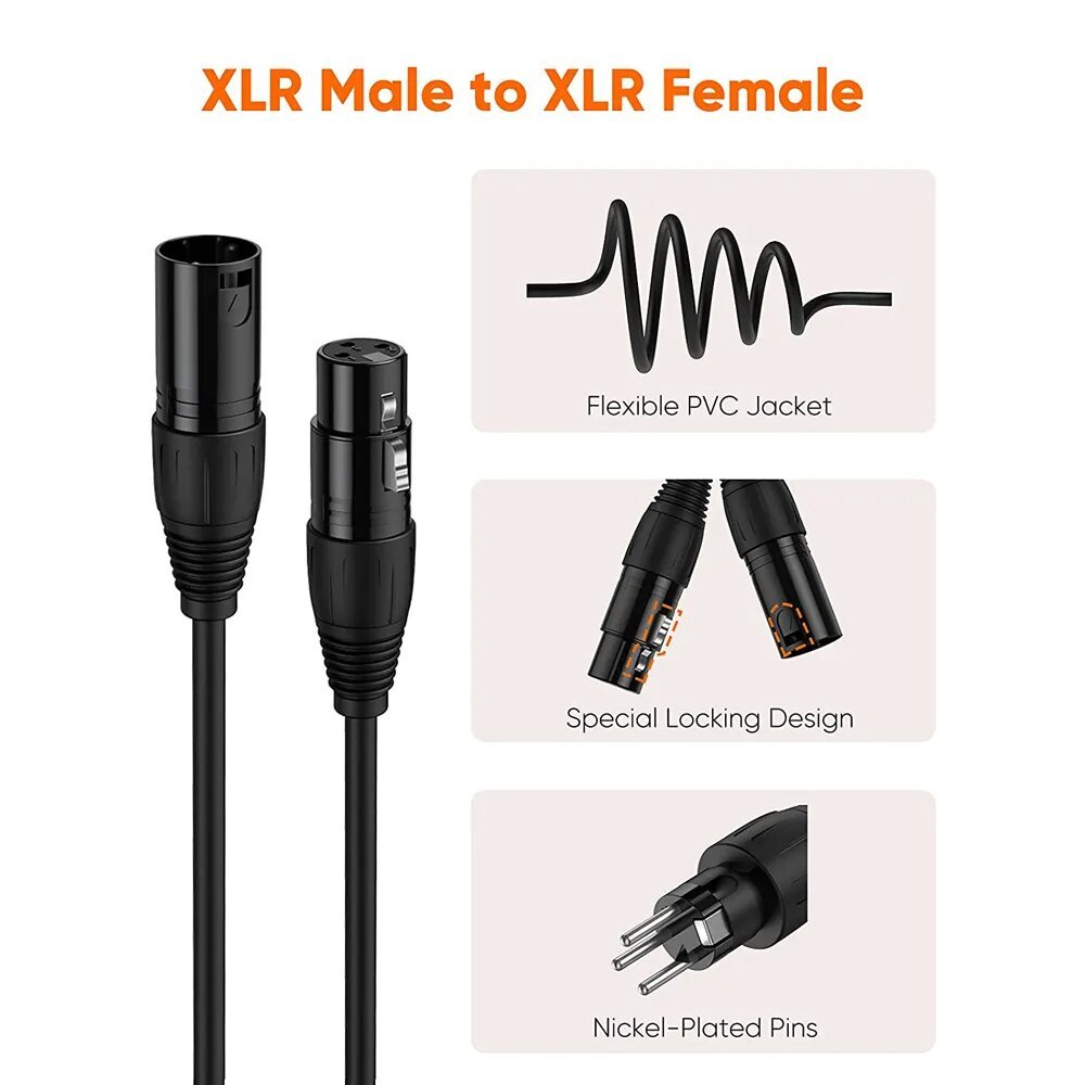 【COD】สาย xlr to xlr 100cm สายสัญญาณเสียง XLR Male To XLR Female Black Mic Cable 1.5m สายสัญญาณเสียง สายต่อไมโครโฟน