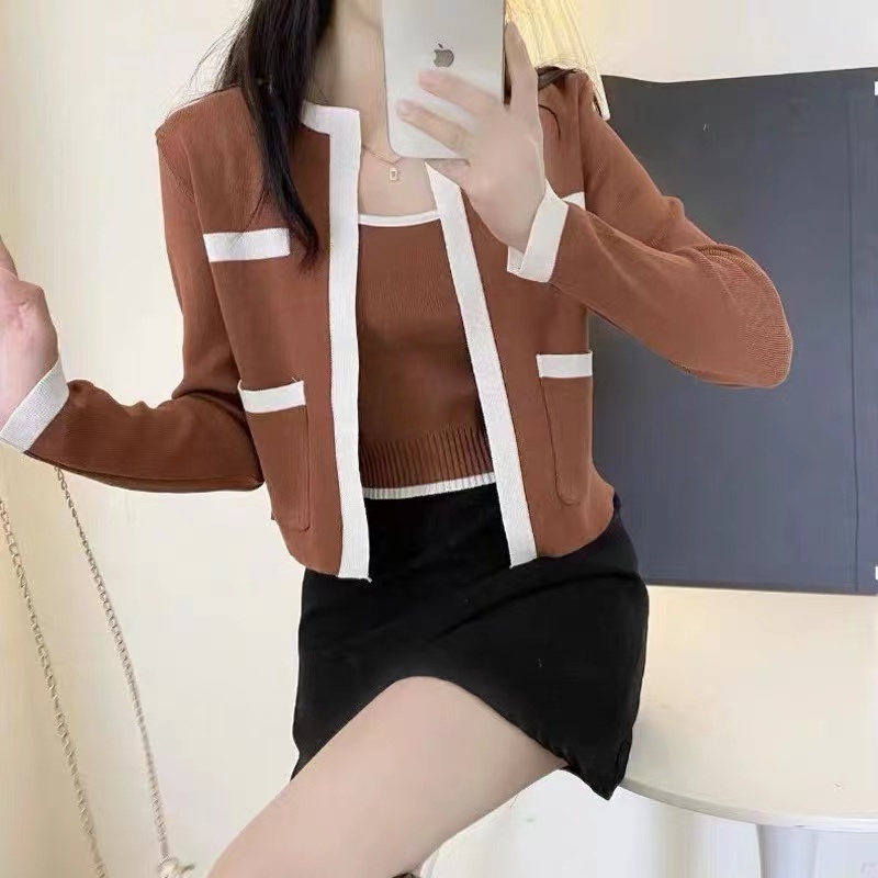 ส่งทันที Cici (NO. 3030)เซตเสื้อกล้าม+เสื้อคลุมผ้าไหมพรมสีทูโทน ใส่จับคู่คิ้วท์ๆสไตล์โคเรีย - รูปที่ 6