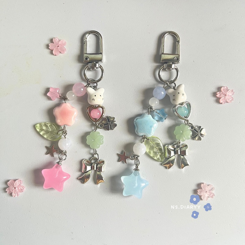 ୨୧⋆pink star keychain ﹆• ✧.*