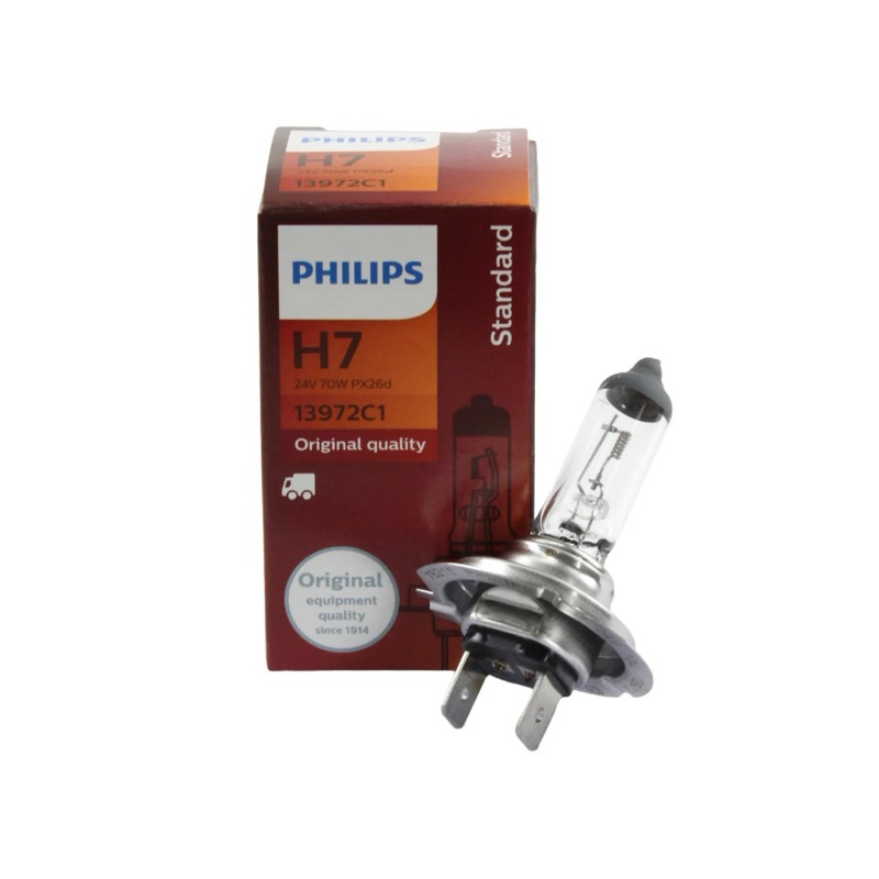 Philips หลอดไฟรถยนต์ ขั้ว H7 24V 70W สำหรับรถบรรทุก หลอดฮาโลเจน แสงสีเหลือง หลอดไฟ Philips หลอดไฟฮาโลเจน Halogen Philips