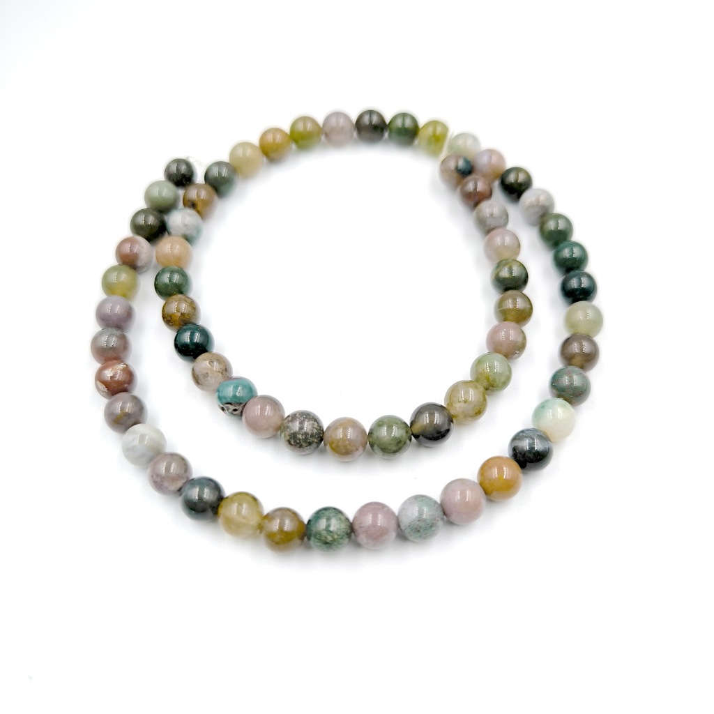 ลูกปัดหินแท้ ลักษณะเม็ดกลม หินแฟนซีแจสเปอร์ (Fancy Jasper) 6 mm - (LZ-601)