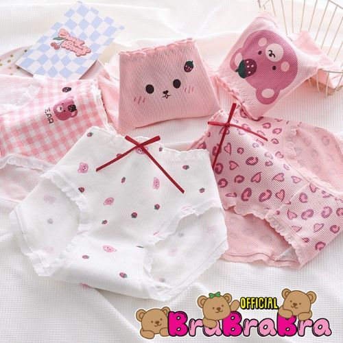 [ส่งจากไทย] 𝑩𝒓𝒂𝑩𝒓𝒂𝑩𝒓𝒂 #p-080 กางเกงใน โทนชมพู ตกแต่งโบว์ ผ้านิ่ม ใส่สบาย