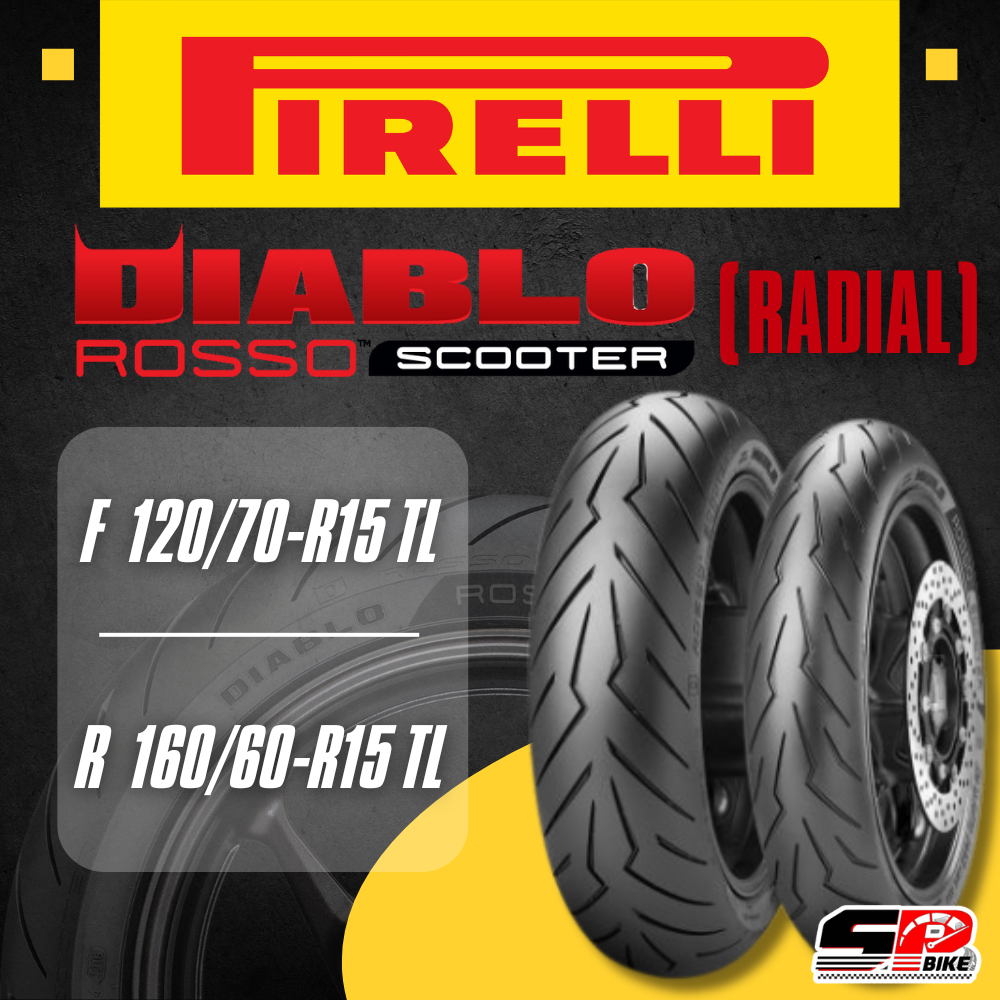 ยางรถมอเตอร์ไซค์ PIRELLI D.ROSSO SCOOTER 120/70-R17 58H TL (F) / 160/60-15 67H TL (R) !! SP.Bike (32