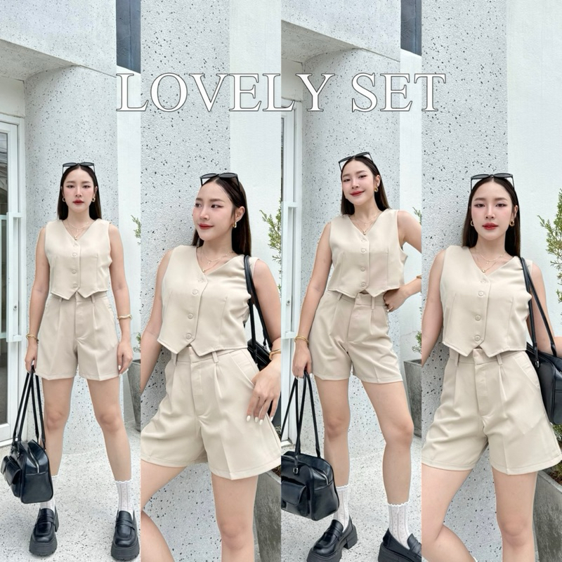 LOVELY SET | เซตกั๊กขาสั้น | ผ้าบัลลี่ผ้าหนาอย่างดีไม่ต้องใส่ซับใน งานเข้าใหม่ของทางร้าน งานไซส์(xs-xl)