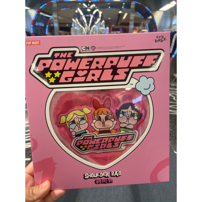 Crybaby X Powerpuff popmartกระเป๋าสะพายข้างรูปหัวใจใส่ของใส่หูฟังairport