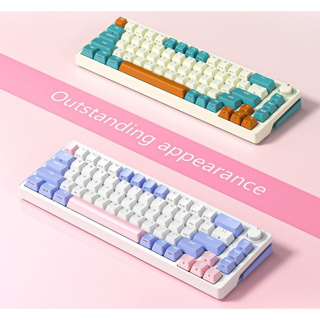 Zifriend ZA68pro 3โหมด คีย์บอร์ดเกมมิ่ง Mechanical Keyboard 68ปุ่ม คีย์บอร์ดไร้สาย ไฟRGB23โหมด