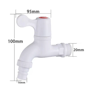ก๊อกน้ำพลาสติก PVC 1/2" 4 หุน ด้ามโยก สีขาว เนื้อหนาPVC-KK