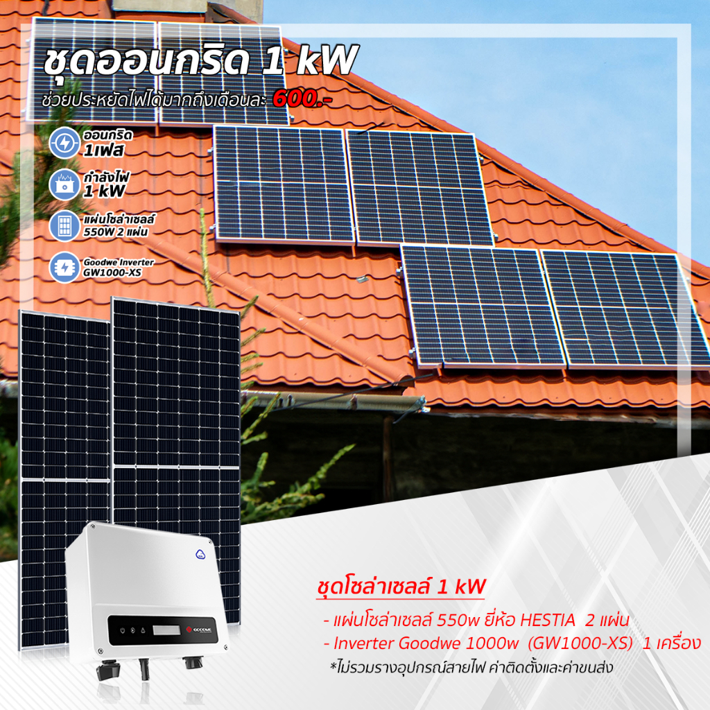 ชุดออนกริด1Kw Goodwe
