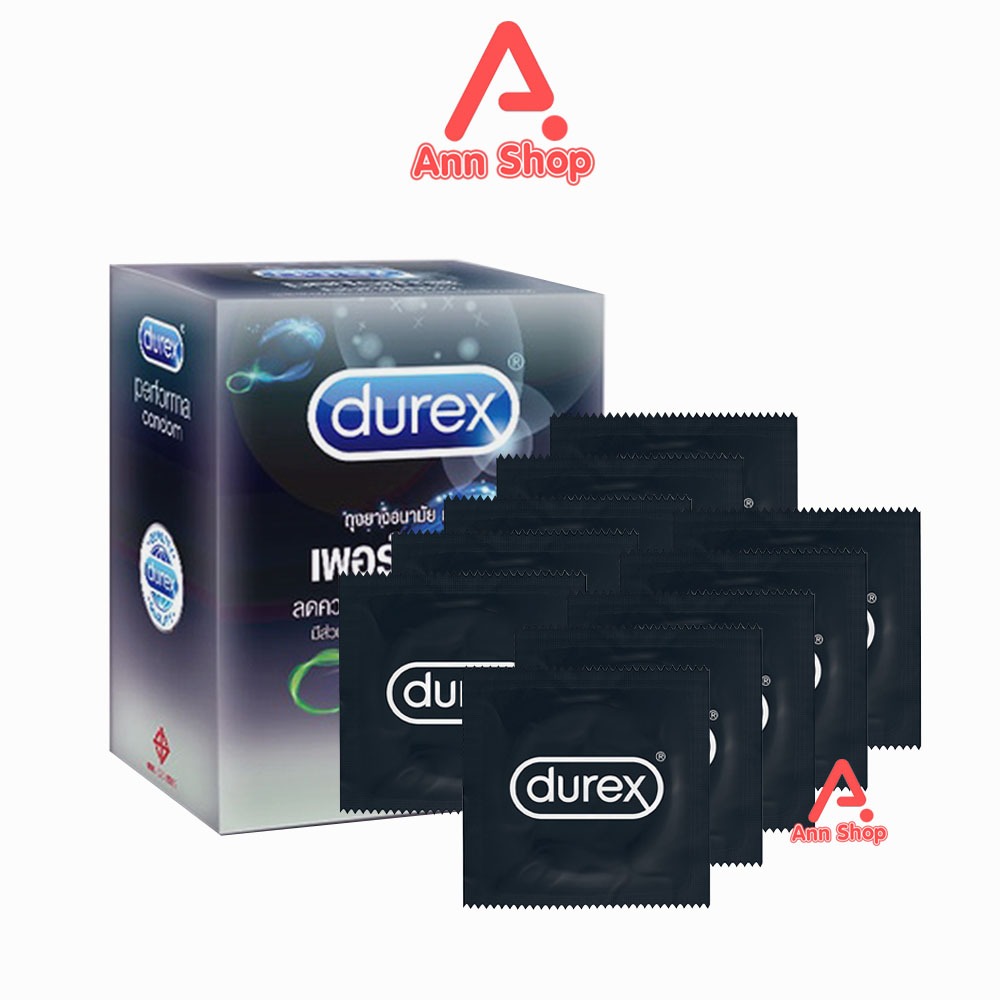 [แบ่งขาย 10 ชิ้นไม่มีกล่อง] Durex Performa ดูเร็กซ์ เพอร์ฟอร์มา ขนาด 52.5 มม D0348 ถุงยางอนามัย ผิวเรียบ condom ถุงยาง