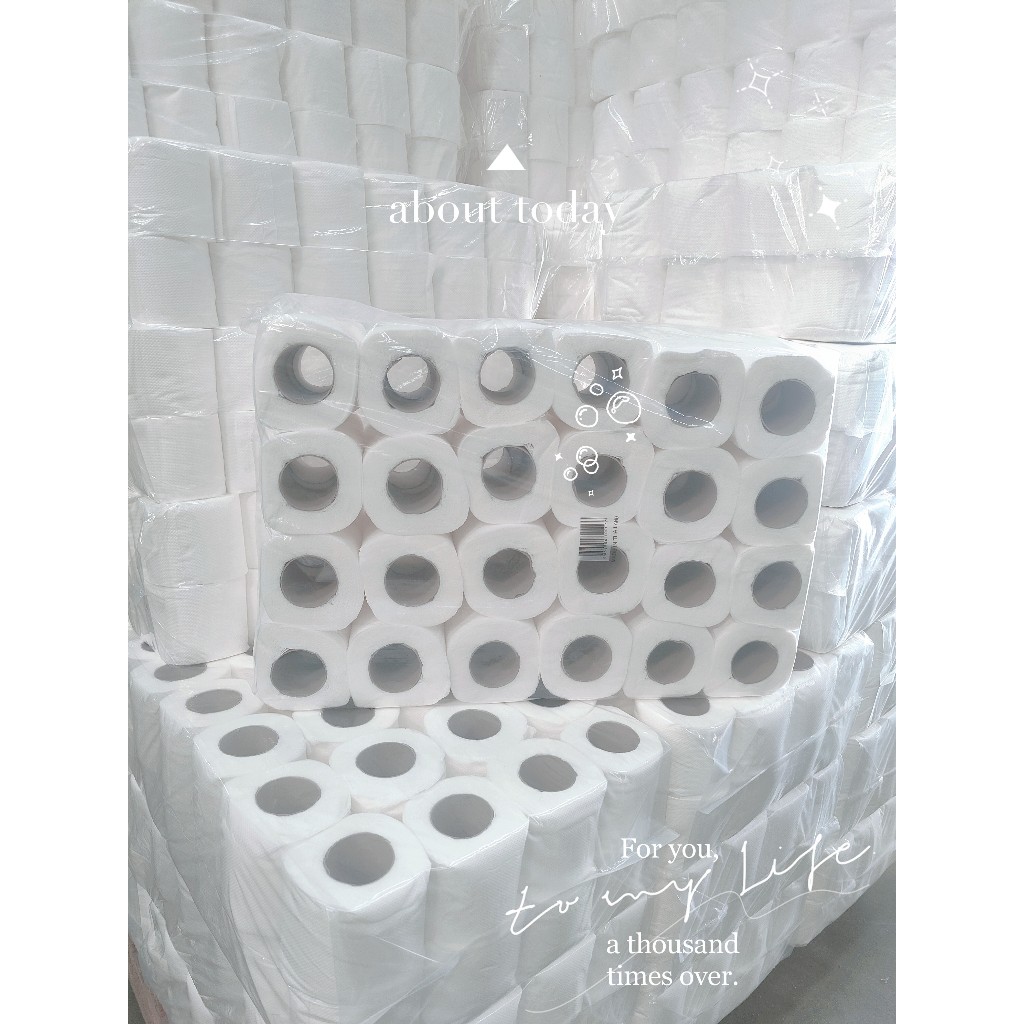 Toilet Roll ทิชชู่ม้วน หนา2ชั้น แพ็ค48ม้วน กระดาษชำระ กระดาษทิชชู่เอนกประสงค์ กระดาษทิชชู่ #EL16