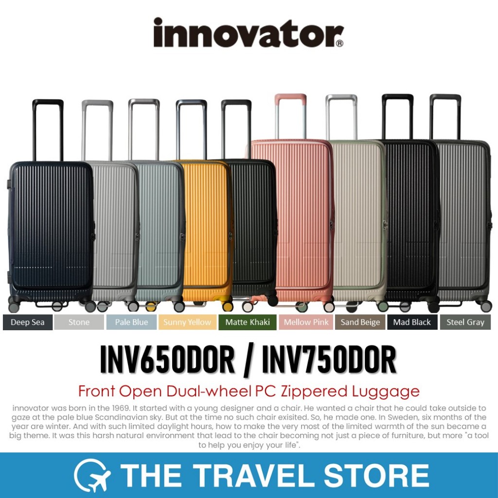 INNOVATOR INV650DOR / INV750DOR Front Open Dual-wheel PC Zippered Luggage กระเป๋าเดินทาง สวีเดน