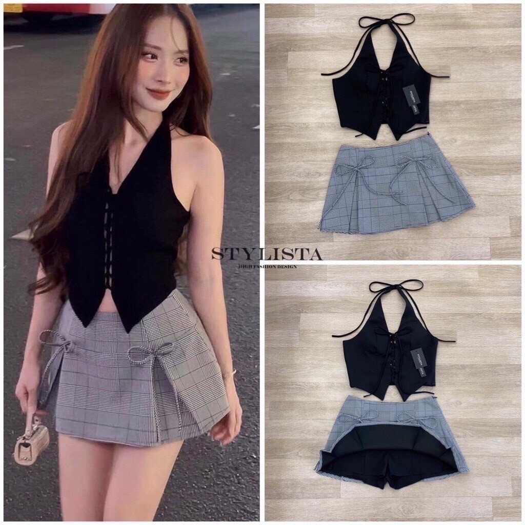 STYLISTA เซตเสื้อ สายค้องคอแบบผูก ST95109(*สอบถามสต๊อกก่อนกดสั่งน๊า)