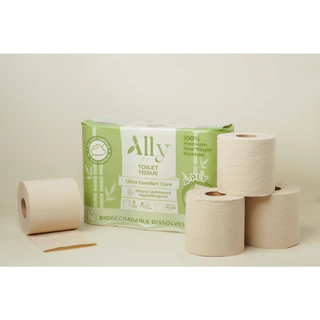 (3แพ็ค) Ally Toilet Roll กระดาษทิชชู่ม้วนเยื่อไผ่แอลลี่ย่อยสลายได้ หนานุ่ม 4 ชั้น สำหรับห้องน้ำ