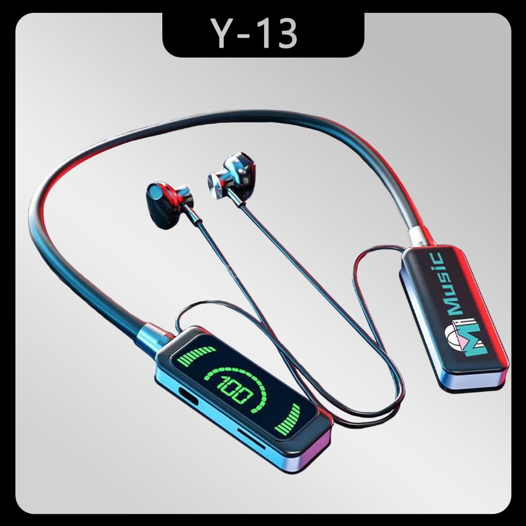 Y-13 หูฟังบลูทูธสองชั้น,ชุดหูฟังไร้สายคอแบบใหม่มีหูสองชั้นแบบคอยาวเป็นพิเศษทนทานต่อการสแตนด์บาย Blue