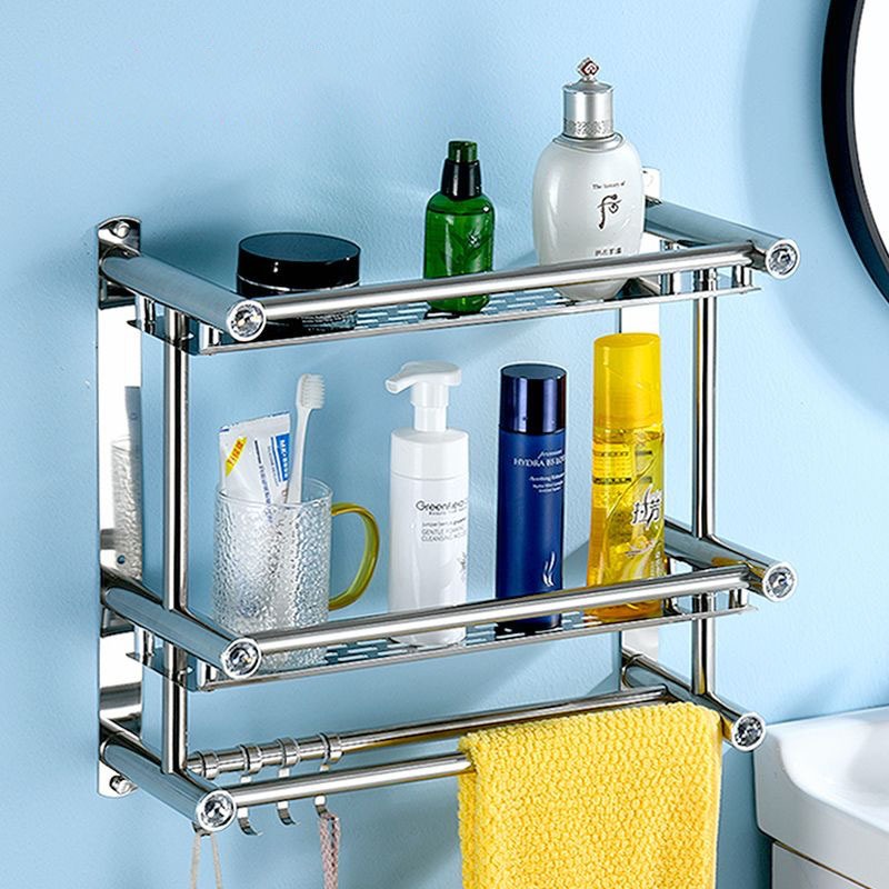 ชั้นวางของในห้องน้ำ 1-3ชั้น ที่แขวนห้องน้ำ สแตนเลส 304 ชั้นวางผนังห้องน้ํา ราวแขวนผ้าเช็ดตัว ติดตั้งได้2แบบ