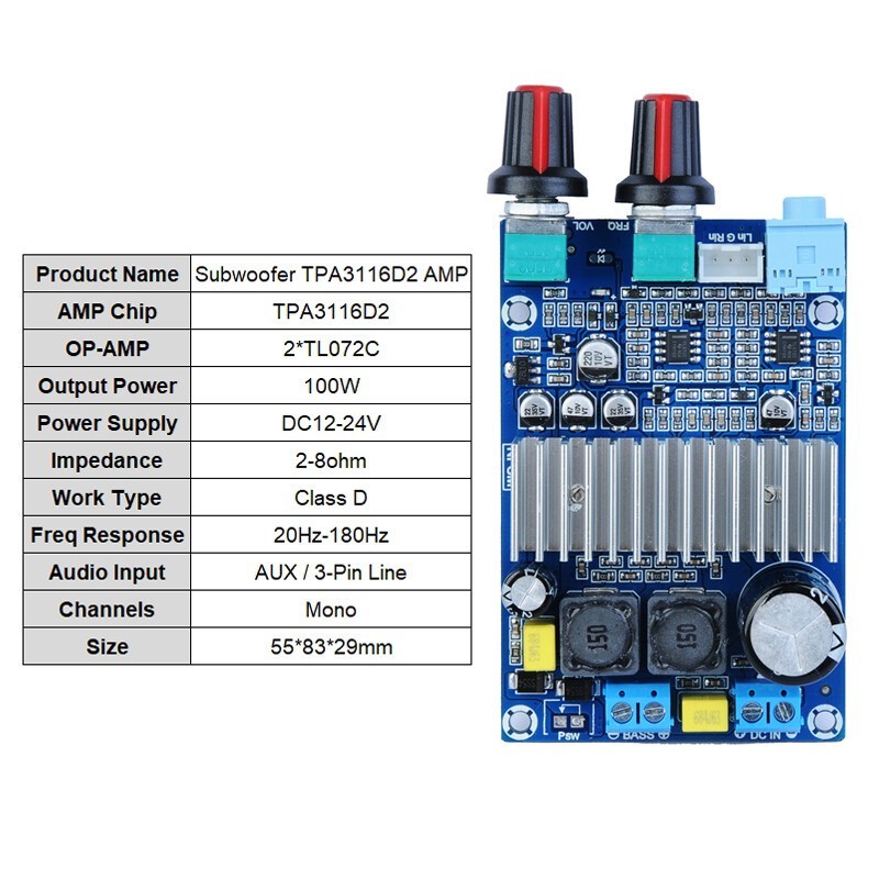 TPA3116 100W ซับวูฟเฟอร์เครื่องขยายเสียงโฮมเธียเตอร์มินิแอมป์ บอร์ดขยายเสียงซับวูฟเฟอร์ดิจิทัล ลําโพง DIY