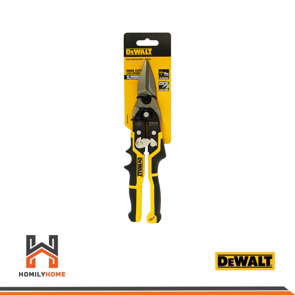 DEWALT กรรไกรตัดสังกะสี ERGO Aviation snip หัวตรง รุ่น DWHT14675-0 กรรไกรตัดโลหะ กรรไกรตัดอลูมิเนียม