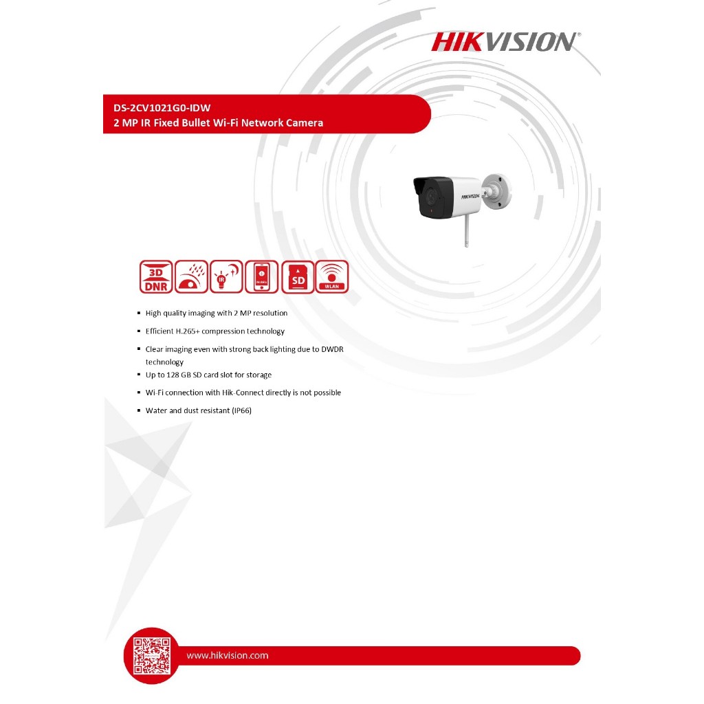 HIKVISION ชุดกล้องวงจรปิด IP Wi-Fi kit 2MP รุ่น NK42W08H(E) : DS-7108NI-K1/W/M + DS-2CV1021G1-IDW