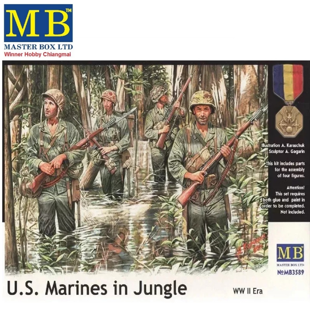 Master Box MB3589 US Marines in jungle (1941-1945) 1/35 โมเดลทหาร Military Figure Model ฟิกเกอร์ประกอบ พลาสติก ของสะสม