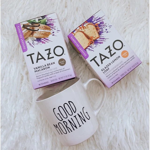 **แบ่งขาย** 1ซอง  Tazo Teas, Dessert Delights, Glazed Lemon Loaf, Black Tea, Vanilla Bean Macaron, V