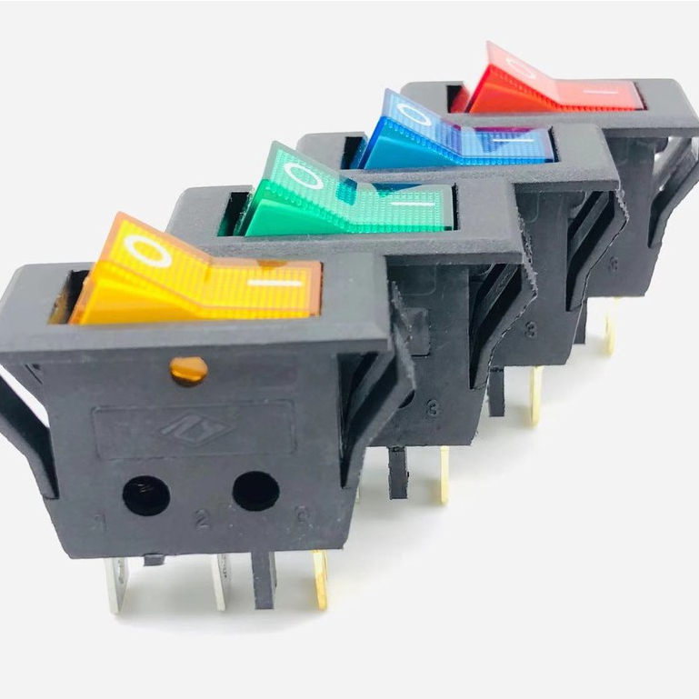 สวิตซ์เปิด/ปิด kcd103 สวิทช์แลมป์ 3 ขา มีไฟโชว์ LED หน้า I-O มอเตอร์ไซค์ รถยนต์ 1ชิ้น CAR