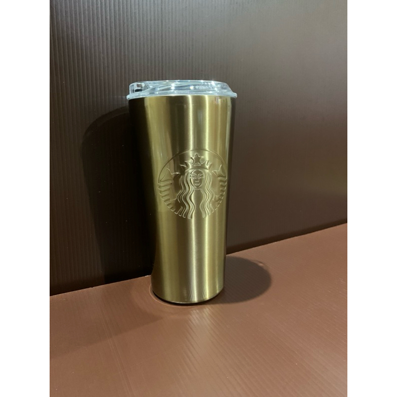 🇺🇸 Starbucks Stainless Steel Embossed Mermaid Logo 18oz Tumbler - Gold