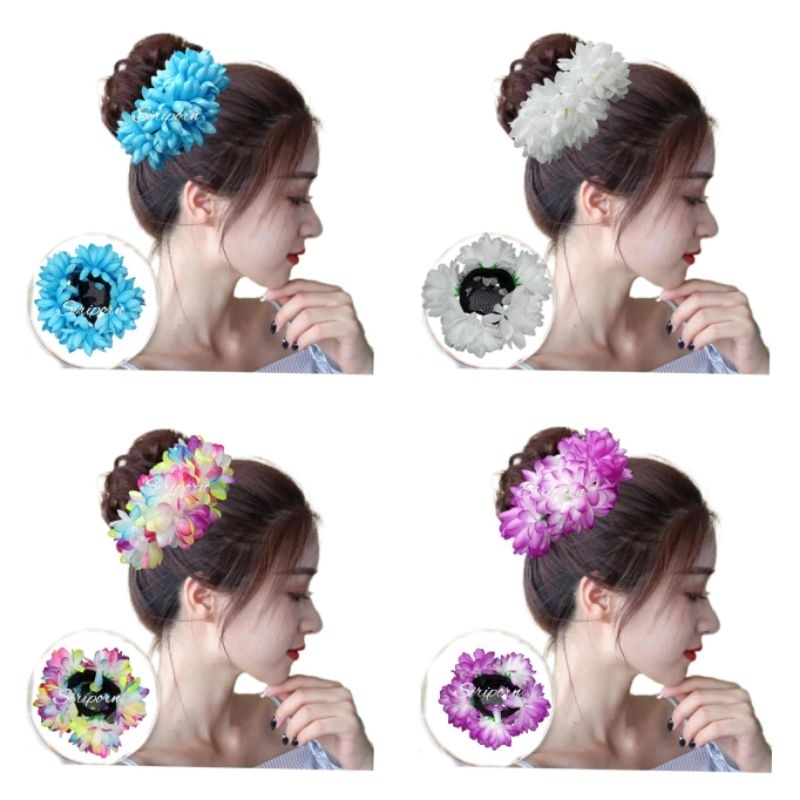 ยางรัดผมดอกไม้ ยางรัดผมนางรำ ดอกมัม พร้อมส่ง