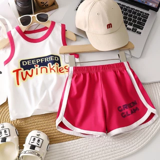Babyonline(Y181)G3 (ส่งด่วน1วัน)เสื้อผ้าแฟชั่นเด็ก เสื้อกล้ามกางเกงขาสั้นเด็กลายการ์ตูน ผ้าฝ้าย นิ่ม