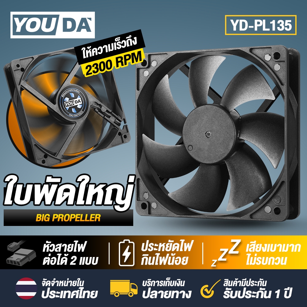 พัดลมคอมพิวเตอร์ YD-PL135 computer fan 12CM DC 12V speed 2300RPM 4PIN/3Pin fan 7 blades cooling fan