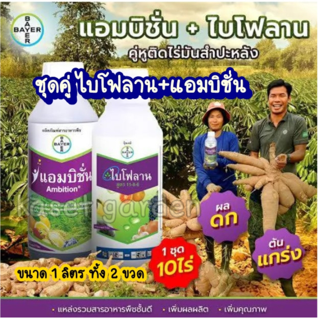 ชุดคู่ ไบโฟลาน+แอมบิชั่น ใช้คู่กันเห็นผลชัดเจนขนาด1ลิตรทั้ง2ขวด กรดอะมิโน+ฟลูวิคเข้มข้น ปุ๋ยน้ำสูตรเจลช่วยบำรุงต้นแข็งแร