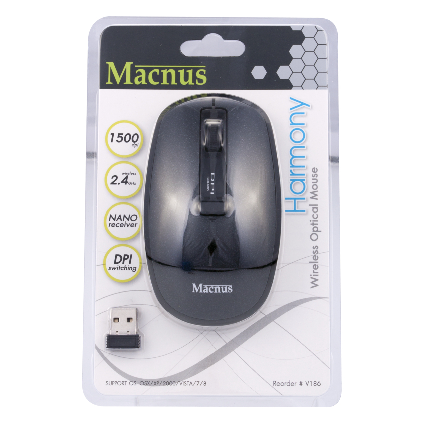 **ลด!! กระหน่ำ สินค้า เคลียสต็อค เกรด B** เม้าส์ Optical (ไร้สาย) MACNUS รุ่น V186 MOUSE WIRELESS 2.4G
