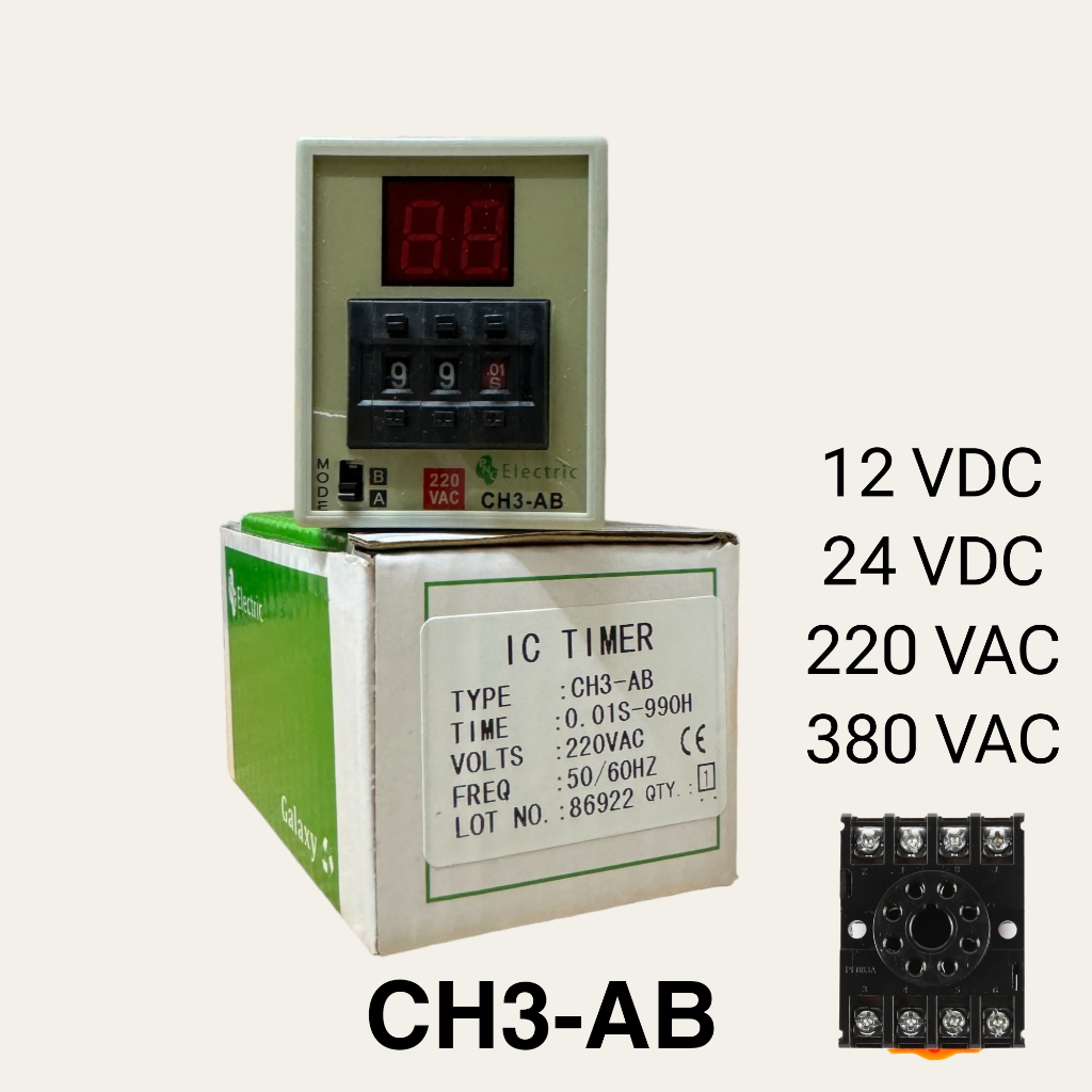 CH3-AB Timer ไทม์เมอร์ 12V 24V 220V 380V