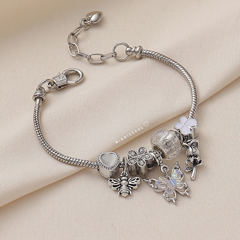 A80 สร้อยข้อมือ BEAUTIFUL Butterfly silver ไม่ลอก ไม่ดำ สายปรับได้ จัดส่งทุกวัน ราคา ถูกที่สุด ดีลบีเคเค แกลเลอรีภาพที่ 4