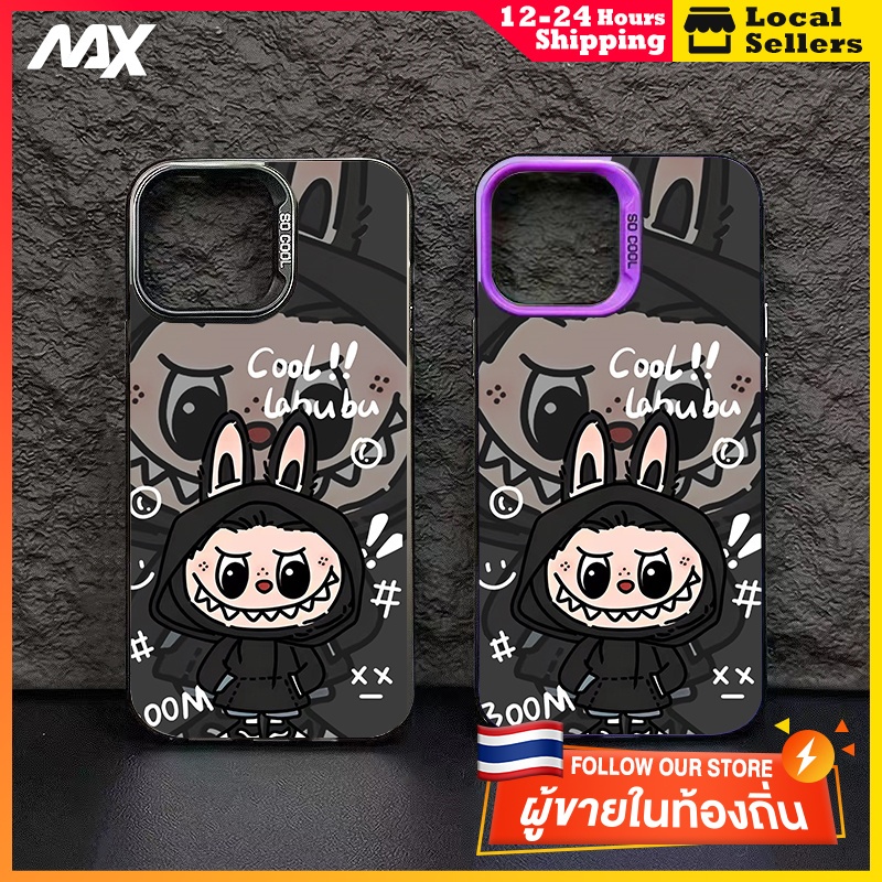 สีดำหรูหราซิลิโคนแข็งกรณีโทรศัพท์ ความมืดlabubu for IPhone 13 12 7Plus 14 15 11 Pro MAX 8 6 7 6S Plus X XR XS