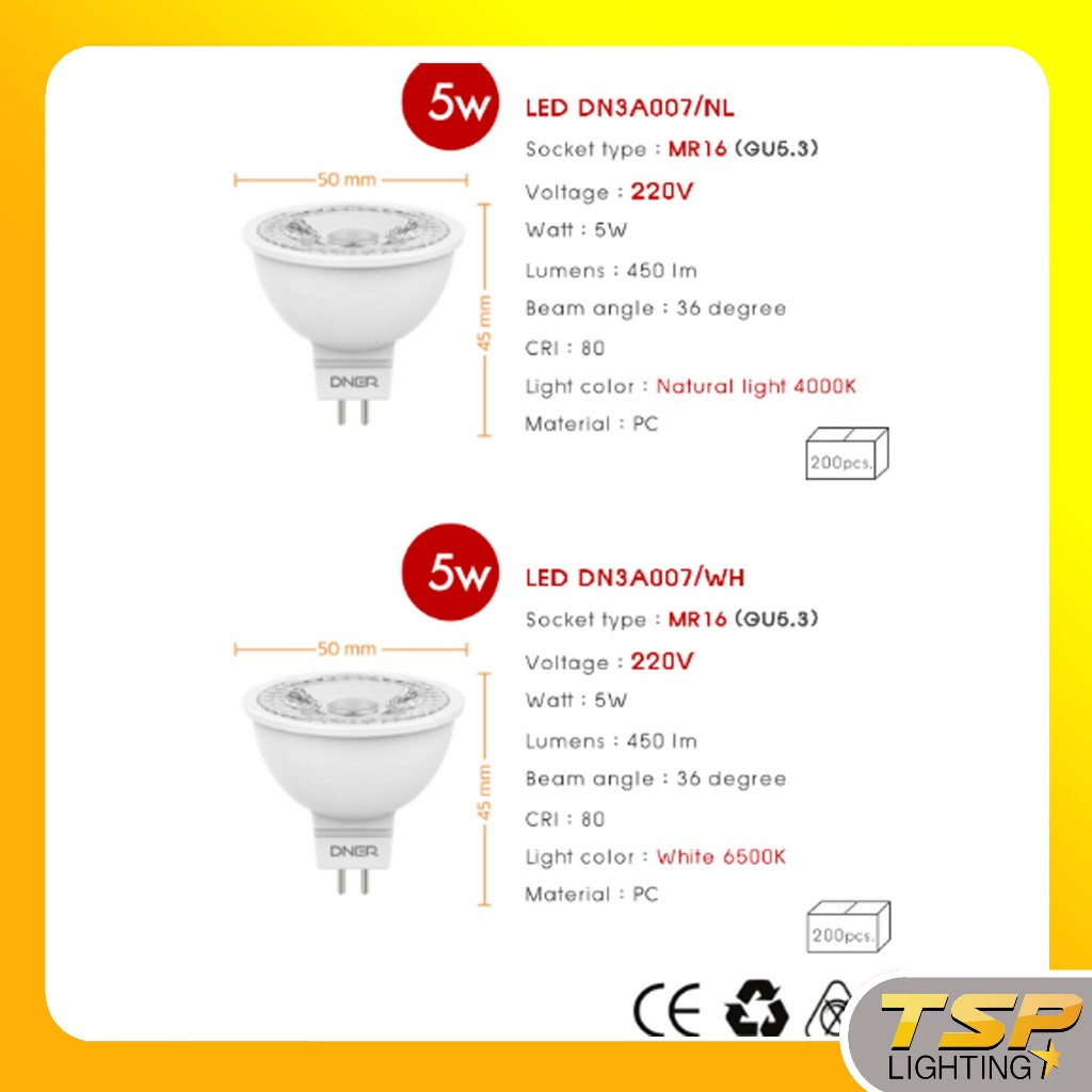 TSP Lighting │ DNER  หลอดไฟ ขั้ว MR16
