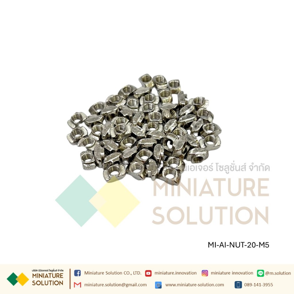 Free-Nut, T-Nut สำหรับสำหรับยึดงานอลูมิเนียมโปรไฟล์ T-type nut aluminum profile (ขนาด 20/30/40 M5T)