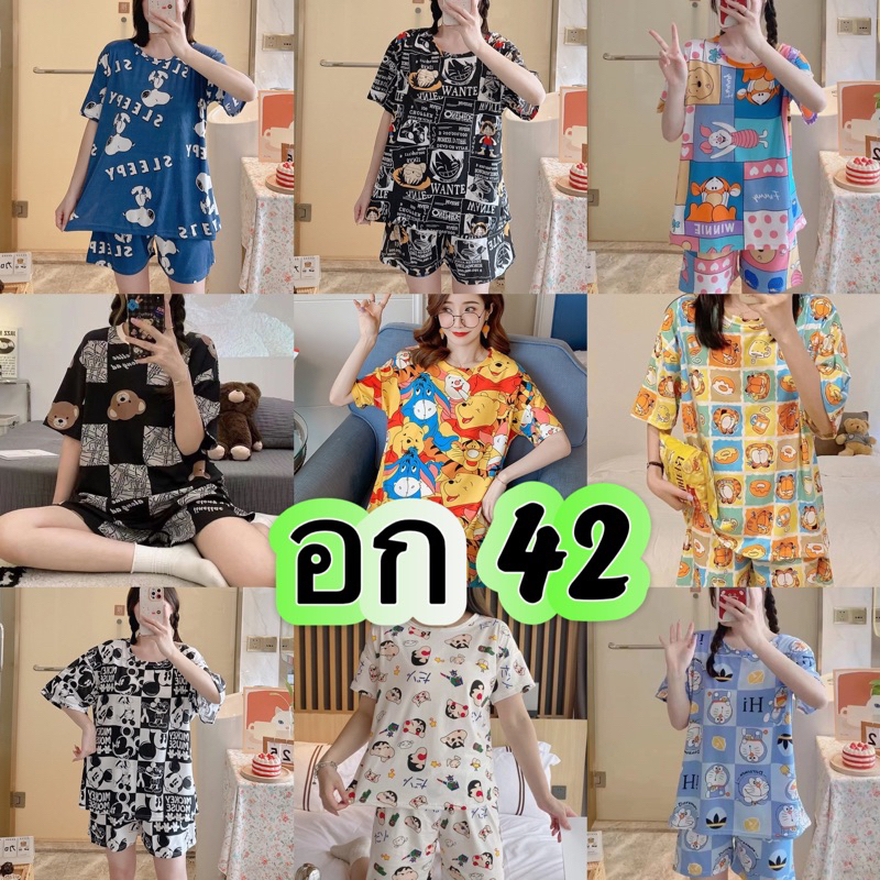 พร้อมส่ง🌟ชุดนอนการ์ตูนชุดแขนสั้นกางเกงขาสั้นผ้าฝ้ายระบายอากาศสบาย รูปที่ 5