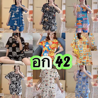 พร้อมส่ง🌟ชุดนอนการ์ตูนชุดแขนสั้นกางเกงขาสั้นผ้าฝ้ายระบายอากาศสบาย