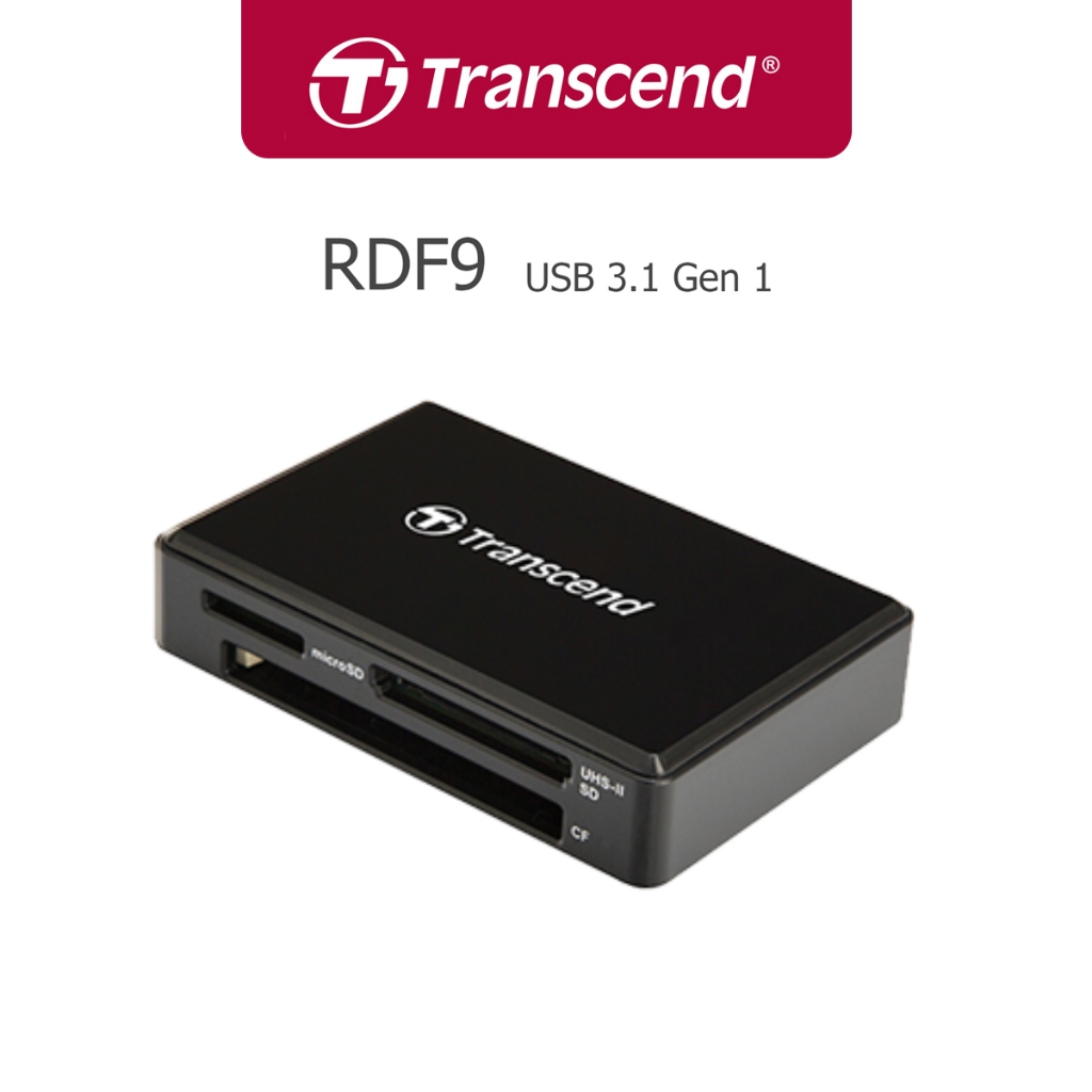 Transcend Card Reader RDF9 : USB 3.1 Gen 1 หัว USB A  - รับประกัน 2 ปี - มีใบกำกับภาษี-TS-RDF9K2