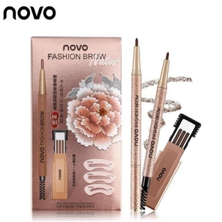 ชุดดินสอเขียนคิ้ว NOVO Eye brow nature ชุดเขียนคิ้ว + รีฟิลไส้ บล็อคคิ้ว กันน้ำ สีสวย -- 5146