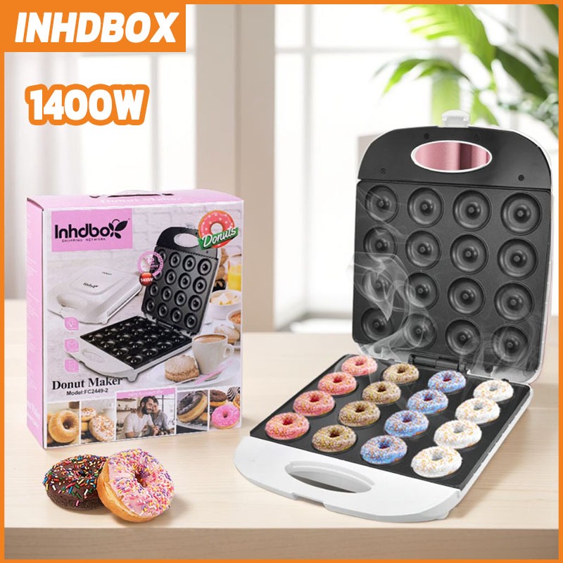 INHDBOX 1400W 16หลุม เครื่องทําโดนัทจิ๋ว เครื่องทําโดนัท เตาโดนัท Donut Maker รับประกัน1ปี
